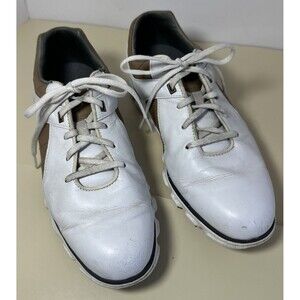 FootJoy Golf Shoes Cleats Mens 9 M Pro SL White Brown Classic Waterproof 53219